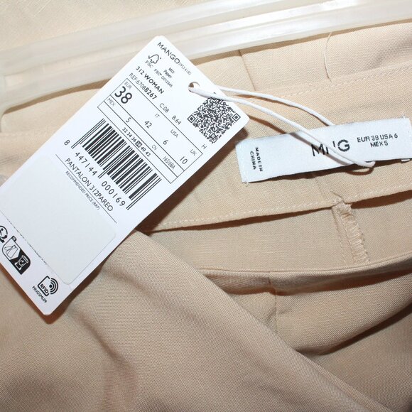 MNG by Mango NWT Linen Blend Tie Front Wide Leg Pants/Trouser - Picture 11 of 12